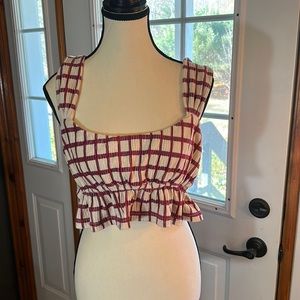 BNWT Blush Boutique Plaid Ruffle Crop Top